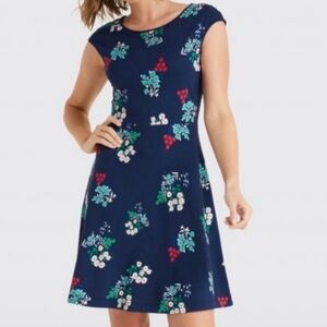 Draper James Summer Love Circle Dress Navy Floral White, S